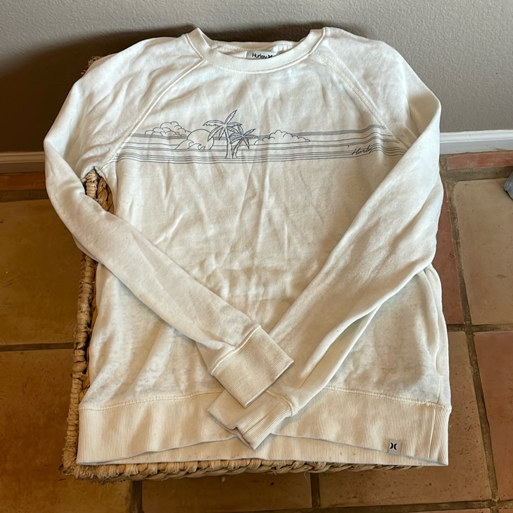 Hurley cream and wave design cardigan. Size XS